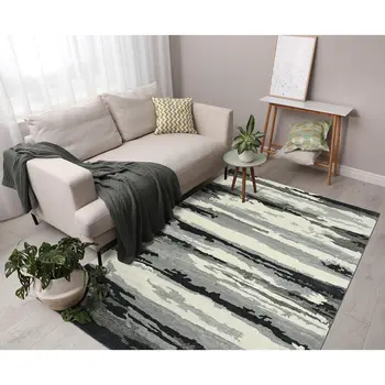 4' X 6' Dark Gray Black And Ivory Wool Abstract Hand Tufted Area Rug