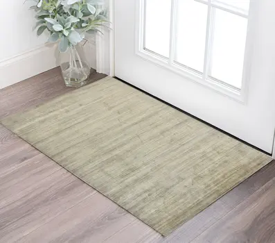 2' X 3' Beige And Brown Wool Striped Hand Woven Area Rug