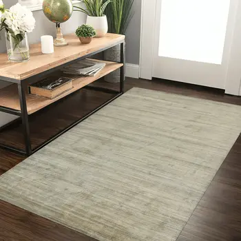 2' X 3' Beige And Brown Wool Striped Hand Woven Area Rug
