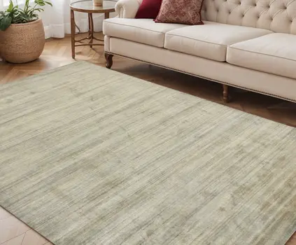 5' X 8' Beige And Brown Wool Striped Hand Woven Area Rug