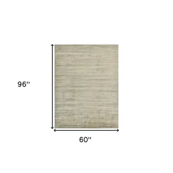5' X 8' Beige And Brown Wool Striped Hand Woven Area Rug
