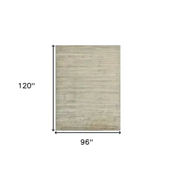 8' X 10' Beige And Brown Wool Striped Hand Woven Area Rug