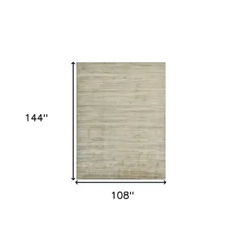9' X 12' Beige And Brown Wool Striped Hand Woven Area Rug