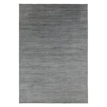 3' X 5' Silver And Blue Wool Striped Hand Woven Area Rug