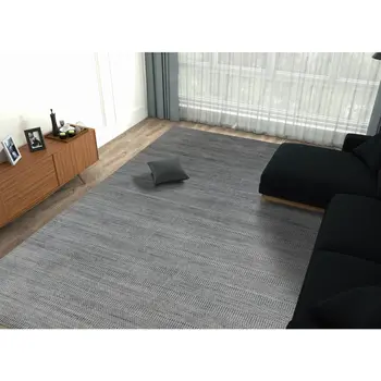 3' X 5' Silver And Blue Wool Striped Hand Woven Area Rug