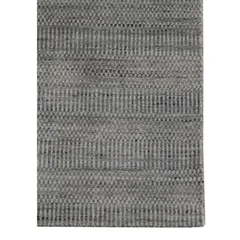3' X 5' Silver And Blue Wool Striped Hand Woven Area Rug