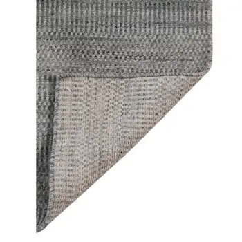 3' X 5' Silver And Blue Wool Striped Hand Woven Area Rug
