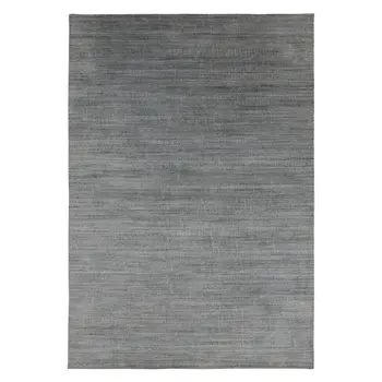 3' X 5' Silver And Blue Wool Striped Hand Woven Area Rug