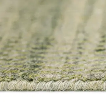 9' X 12' Green And Sage Wool Striped Hand Woven Area Rug