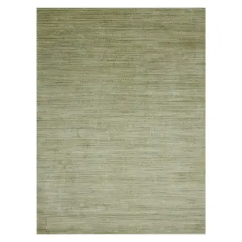 9' X 12' Green And Sage Wool Striped Hand Woven Area Rug
