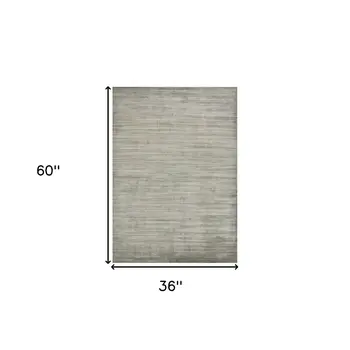 3' X 5' Silver And Gray Wool Striped Hand Woven Area Rug