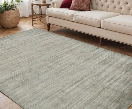 5' X 8' Silver And Gray Wool Striped Hand Woven Area Rug