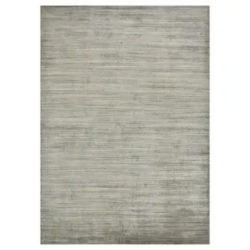 9' X 12' Silver And Gray Wool Striped Hand Woven Area Rug