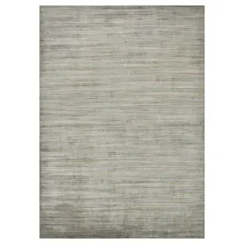 9' X 12' Silver And Gray Wool Striped Hand Woven Area Rug