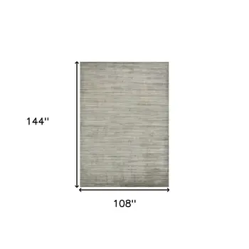 9' X 12' Silver And Gray Wool Striped Hand Woven Area Rug