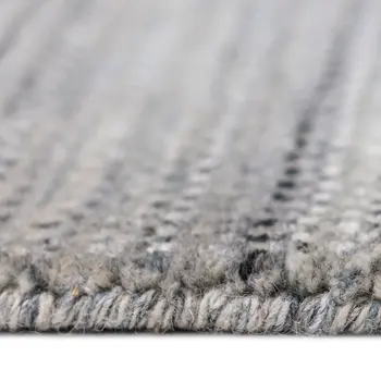 2' X 3' Gray And Blue Wool Striped Hand Woven Area Rug