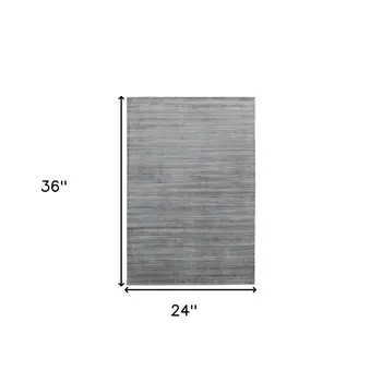2' X 3' Gray And Blue Wool Striped Hand Woven Area Rug