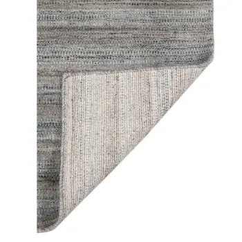 5' X 8' Gray And Blue Wool Striped Hand Woven Area Rug