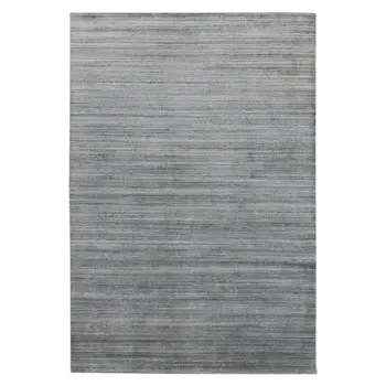 5' X 8' Gray And Blue Wool Striped Hand Woven Area Rug