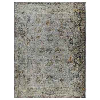 2' X 3' Gray Blue And Rust Floral Medallion Area Rug
