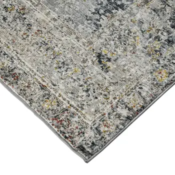 2' X 3' Gray Blue And Rust Floral Medallion Area Rug