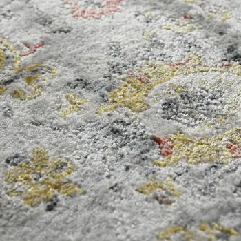10' X 14' Gray Blue And Rust Floral Medallion Area Rug