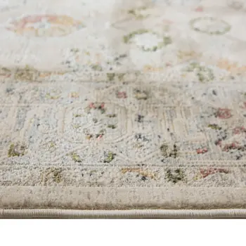 8' Ivory Blue And Gray Floral Medallion Runner Rug