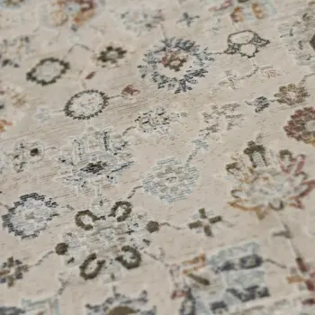 5' X 8' Ivory Blue And Gray Floral Medallion Area Rug