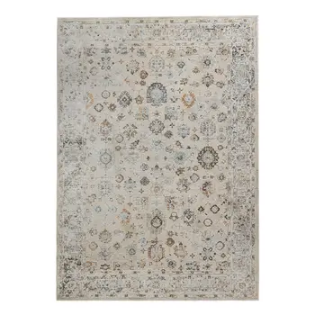 8' X 11' Ivory Blue And Gray Floral Medallion Area Rug