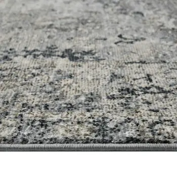 3' X 5' Gray And Black Floral Medallion Area Rug