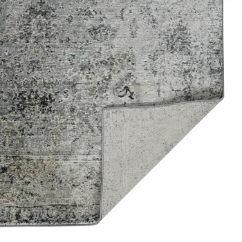 3' X 5' Gray And Black Floral Medallion Area Rug