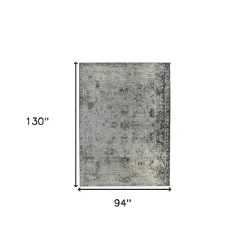 8' X 11' Gray And Black Floral Medallion Area Rug