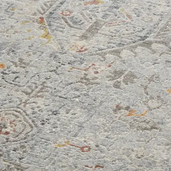 8' Gray Silver And Rust Medallion Runner Rug