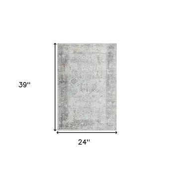 2' X 3' Gray Silver And Rust Medallion Area Rug