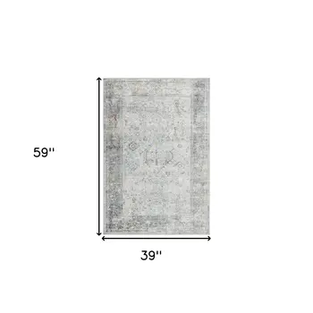 3' X 5' Gray Silver And Rust Medallion Area Rug
