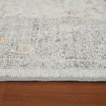 5' X 8' Gray Silver And Rust Medallion Area Rug