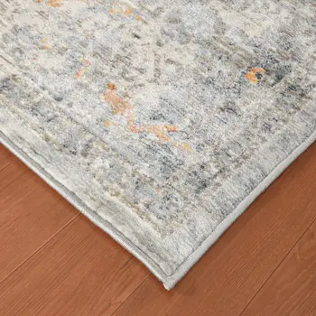 5' X 8' Gray Silver And Rust Medallion Area Rug