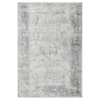 5' X 8' Gray Silver And Rust Medallion Area Rug