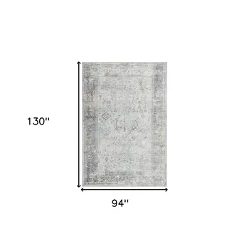 8' X 11' Gray Silver And Rust Medallion Area Rug