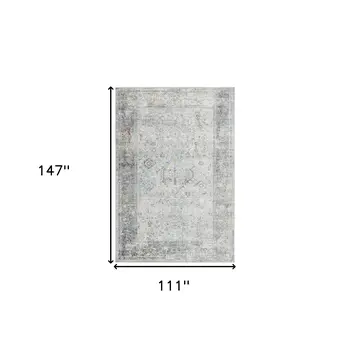 9' X 12' Gray Silver And Rust Medallion Area Rug