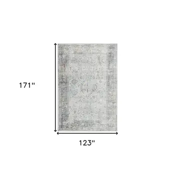 10' X 14' Gray Silver And Rust Medallion Area Rug