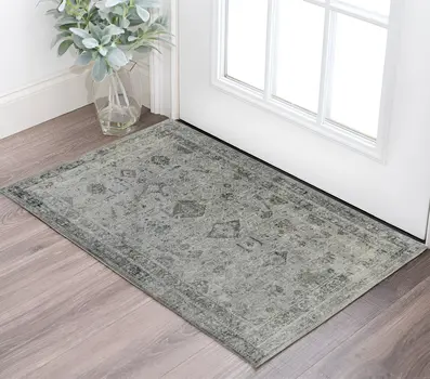 2' X 3' Gray And Charcoal Medallion Area Rug