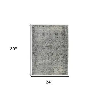 2' X 3' Gray And Charcoal Medallion Area Rug