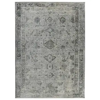 8' X 11' Gray And Charcoal Medallion Area Rug