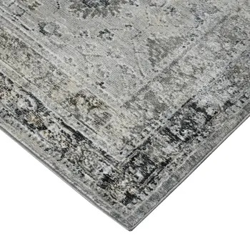 8' X 11' Gray And Charcoal Medallion Area Rug