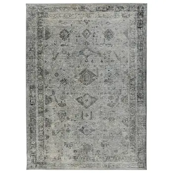 8' X 11' Gray And Charcoal Medallion Area Rug