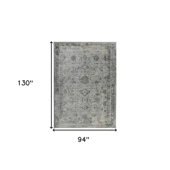 8' X 11' Gray And Charcoal Medallion Area Rug