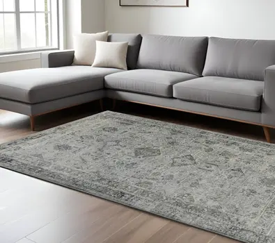 10' X 14' Gray And Charcoal Medallion Area Rug