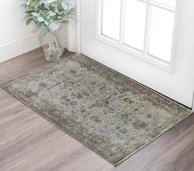 3' X 5' Gray Rust And Brown Medallion Area Rug