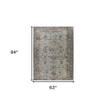 5' X 8' Gray Rust And Brown Medallion Area Rug